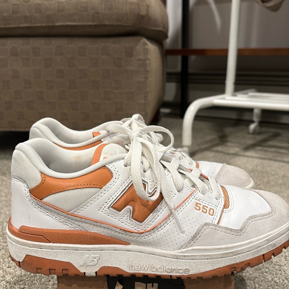 New Balance 550 White and Orange Sneakers